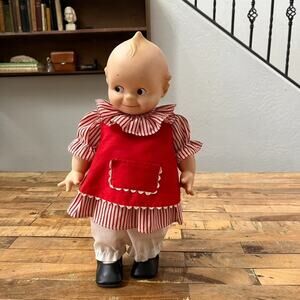 Vintage Jesco Rose O'Neill Kewpie Doll 14.5" by Cameo Red & White Outfit Apron